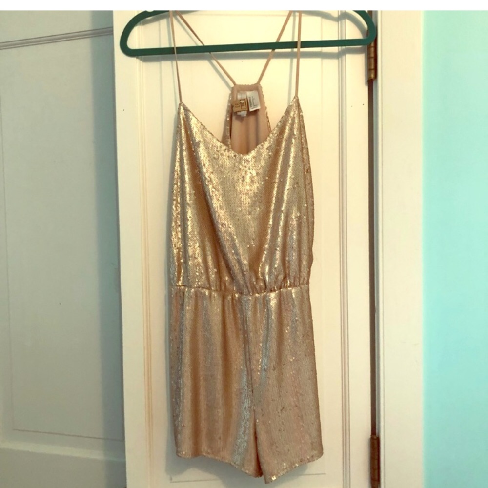 Gold sequin short romper